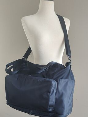 Lands' End Navy Unisex Expandable Crossbody Travel Bag Multiple Compartments